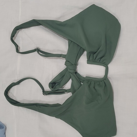 Olive Green Bikini and High Waisted Bikini Bottom Swimsuit - Picture 5 of 8